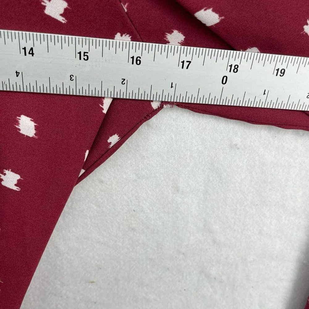 Forever21 Dress Sz M Wine Red Shift White Polka Dot V-Neck Tie Waist Long Sleeve - Picture 3 of 11
